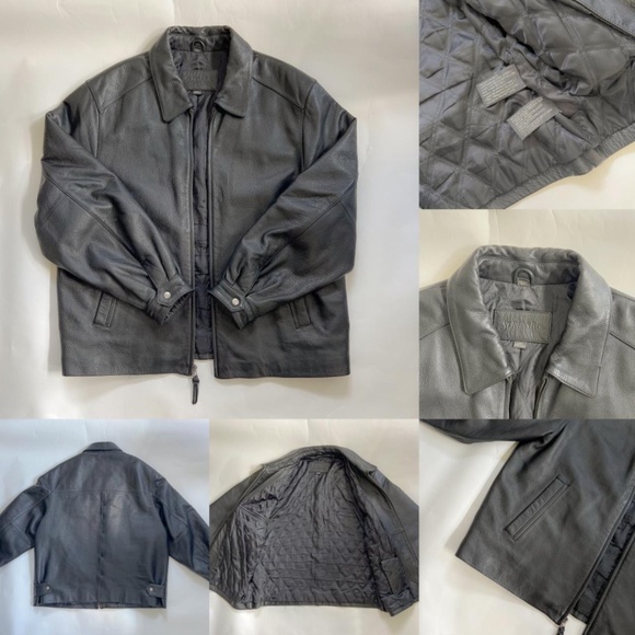 Vintage 80s/90s Black Collared Leather Aviator Bomber Jacket ✨ - Picture 7 of 7